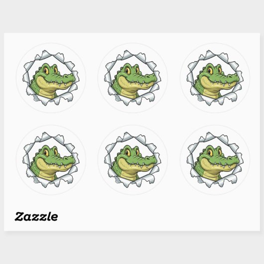 Cute Crocodile Torn Paper Sticker (Vel)