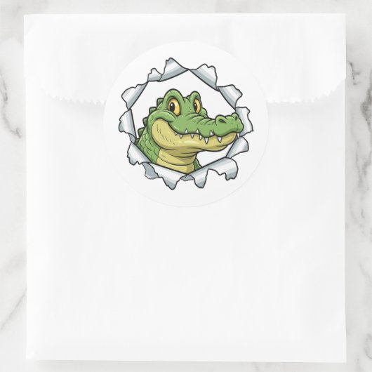 Cute Crocodile Torn Paper Sticker (Tas)