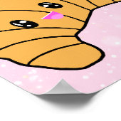 Cute Croissant Bonjour Paris Bakery Cafe Pink Poster (Hoek)