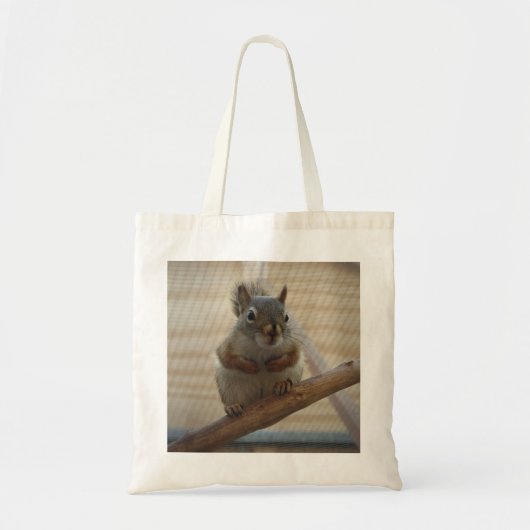 Cute Crouching Squirrel op Branch Tote Bag (Voorkant)
