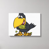 Cute crow-etende maïs | achtergrondkleur kiezen canvas afdruk (Voorkant)