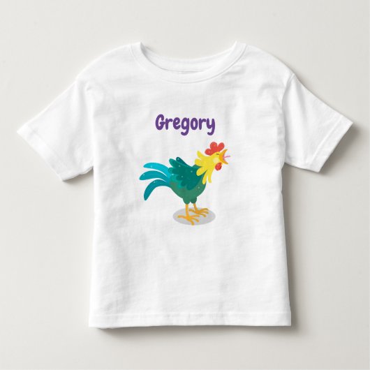Cute crowing roster cartoon illustratie kinder shirts (Voorkant)