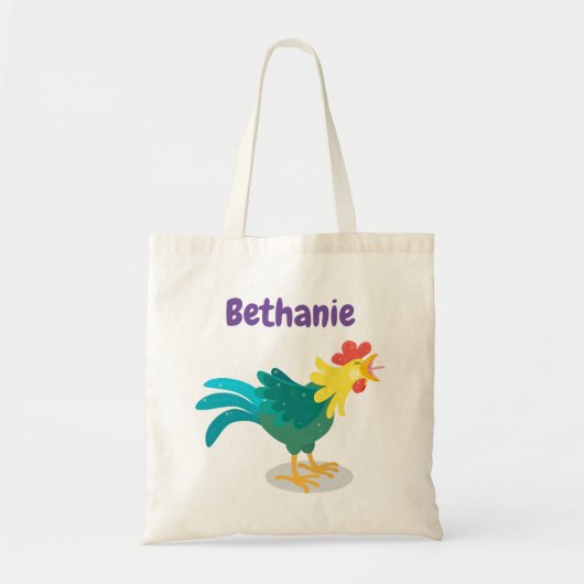 Cute crowing roster cartoon illustratie tote bag (Voorkant)