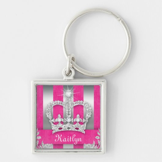 Cute Crown Bling Pink Sleutelhanger Gifts (Voorkant)
