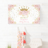 Cute Crown Princess Blush Gold Floral Baby shower Spandoek (Insitu)