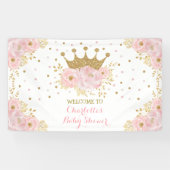 Cute Crown Princess Blush Gold Floral Baby shower Spandoek (Horizontaal)