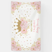 Cute Crown Princess Blush Gold Floral Baby shower Spandoek (Verticaal)