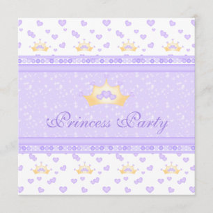 Cute Crowns Princess Paars Birthday Party Kaart
