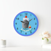 Cute cruise boot cartoon illustration grote klok (Huis)