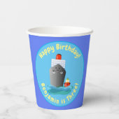 Cute cruise boot cartoon illustration papieren bekers (Achterkant)