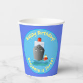 Cute cruise boot cartoon illustration papieren bekers (Voorkant)