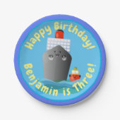 Cute cruise boot cartoon illustration papieren bordje (Voorkant)