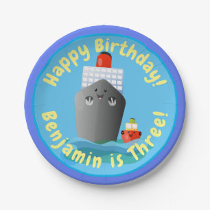 Cute cruise boot cartoon illustration papieren bordje