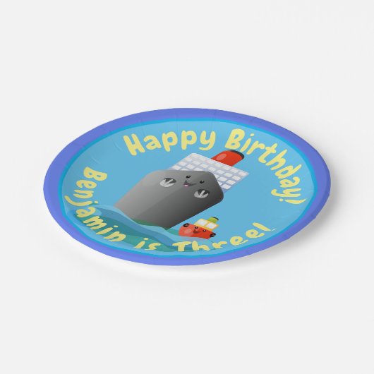 Cute cruise boot cartoon illustration papieren bordje (Gekanteld)