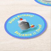 Cute cruise boot cartoon illustration ronde kartonnen onderzetter (Gebogen)