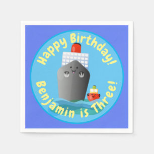 Cute cruise boot cartoon illustration servet