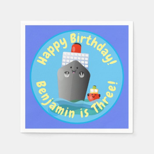 Cute cruise boot cartoon illustration servet (Voorkant)