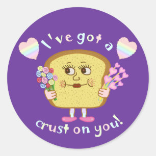Cute Crust op You Valentijnsdag Pun Ronde Sticker