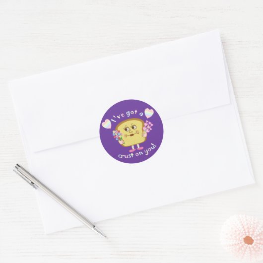 Cute Crust op You Valentijnsdag Pun Ronde Sticker (Envelop)