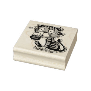 Cute Crying Cat Rubber Stamp Rubberstempel