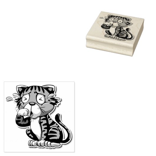 Cute Crying Cat Rubber Stamp Rubberstempel (Gestempeld)