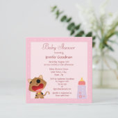 Cute Crying Kitten Roze Baby shower Kaart (Staand voorkant)