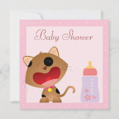Cute Crying Kitten Roze Baby shower Kaart (Achterkant)