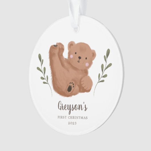 Cute Cub Beer Baby's Eerste Kerstmis Ornament (voorkant)