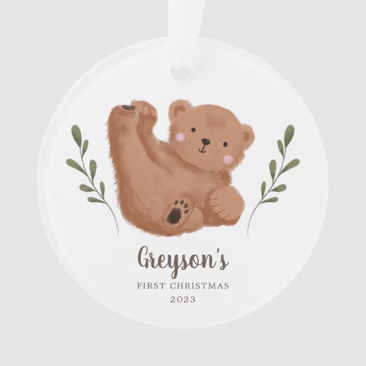 Cute Cub Beer Baby's Eerste Kerstmis Ornament (voorkant)