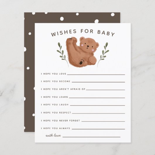 Cute Cub Beer Shower wenst Baby Kaart (Voorkant / Achterkant)