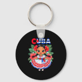 Cute Cuba Cuban Girl Traditional Dress Trocal Flow Sleutelhanger (Voorkant)