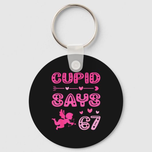 Cute Cud Says 67 Funny Meme Nk Valentine's Day  Sleutelhanger (Voorkant)