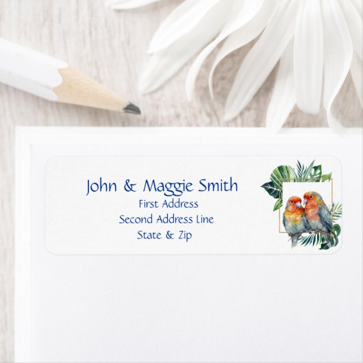 Cute Cuddling Parrot Bird, Natuur Address Label (Insitu)