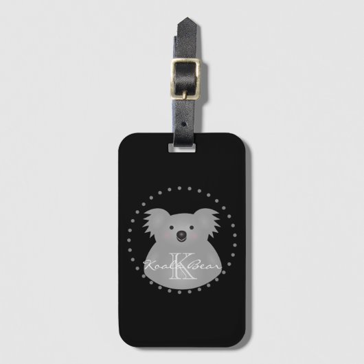 Cute Cudly Australia Baby Koala Beer Monogram Bagagelabel (Voorkant (verticaal))