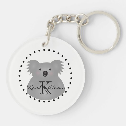 Cute Cudly Australia Baby Koala Beer Monogram Sleutelhanger (Achterkant)