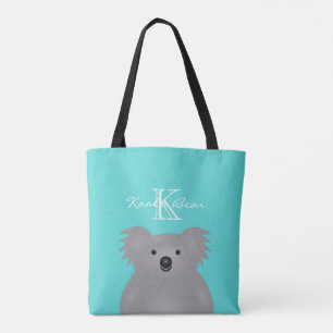 Cute Cudly Australia Baby Koala Beer Monogram Tote Bag