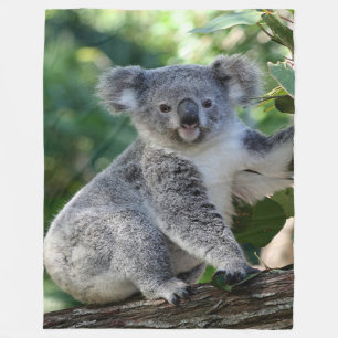 Cute cudly Australian koala (verticaal) in gumtree Fleece Deken