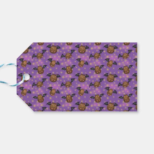 Cute cudly bats gift label cadeaulabel (Achterkant Horizontaal)