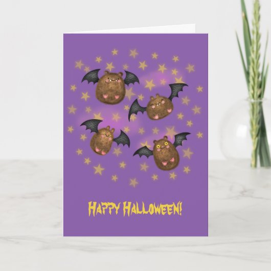 Cute cudly bats Halloween card Kaart (Voorkant)