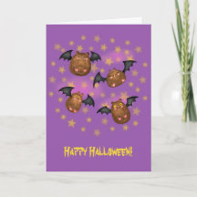 Cute cudly bats Halloween card