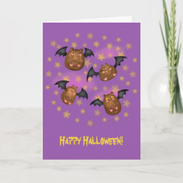Cute cudly bats Halloween card Kaart