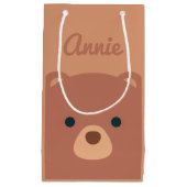 Cute Cudly Brown Beer Custom Name | Gift Bag Klein Cadeauzakje (Voorkant)