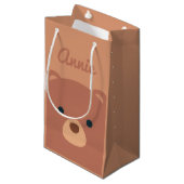 Cute Cudly Brown Beer Custom Name | Gift Bag Klein Cadeauzakje (Voorkant Gekanteld)