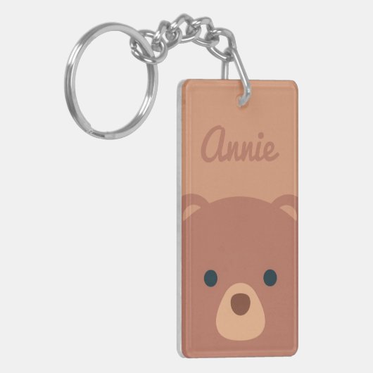 Cute Cudly Brown Beer Custom Name | Sleutelhanger (Voorkant Links)