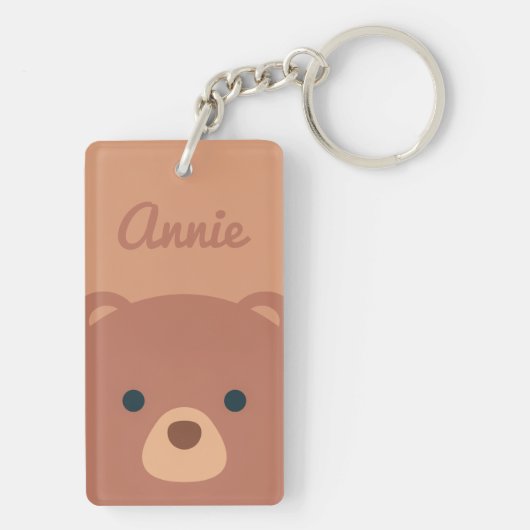 Cute Cudly Brown Beer Custom Name | Sleutelhanger (achterkant)