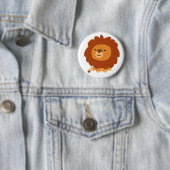Cute Cudly Cartoon Lion Button Badge (In situ)