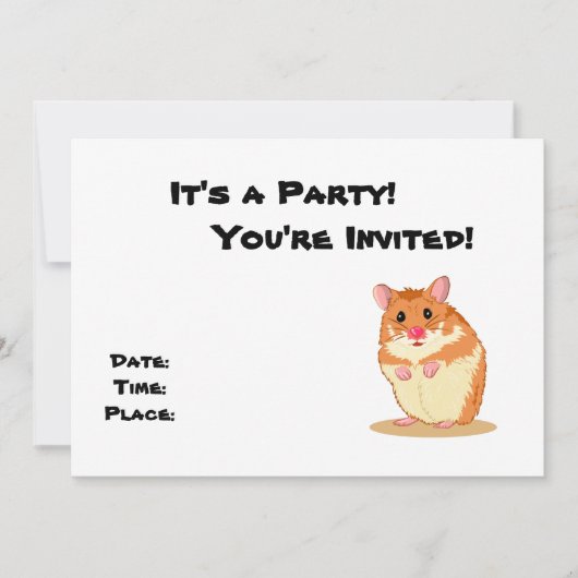 Cute Cudly Hamster party uitnodiging (Voorkant)