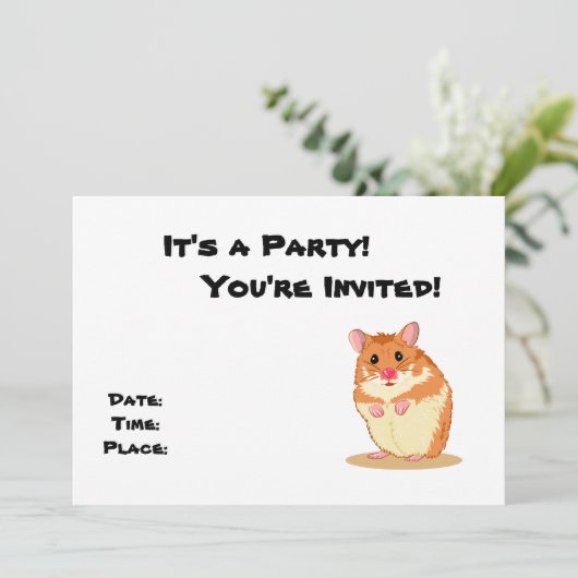 Cute Cudly Hamster party uitnodiging (Staand voorkant)