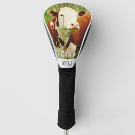 Cute Cudly Koe Brown Green Golfheadcover