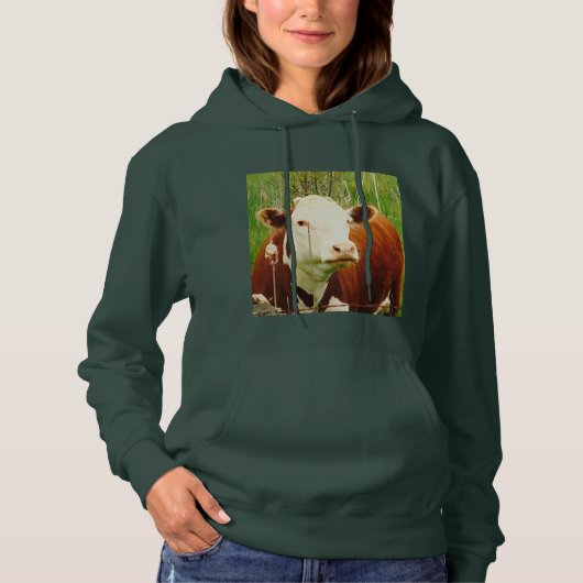 Cute Cudly Koe Brown Women's Hooded Sweatshirt (Voorkant)